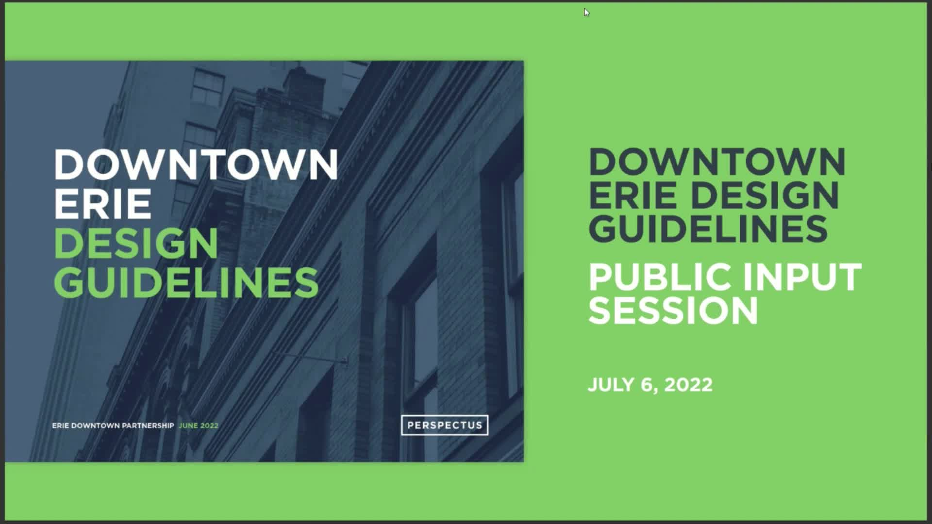 Thumbnail image for Downtown Erie Design Guidelines Meeting - July 6, 2022