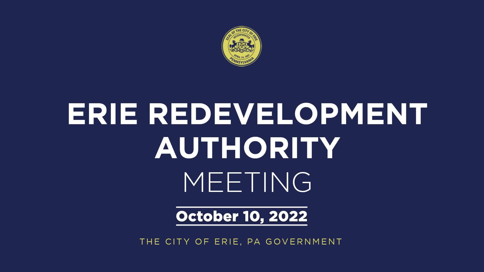 Thumbnail image for Redevelopment Authority of the City of Erie - October 10, 2022