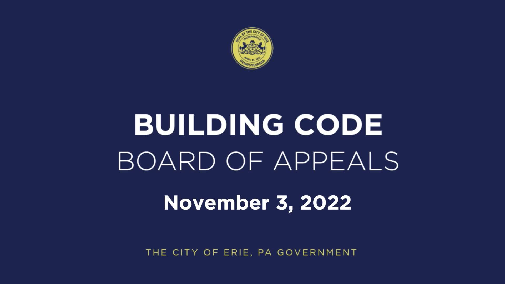 Thumbnail image for Building Code Appeals - November 3, 2022