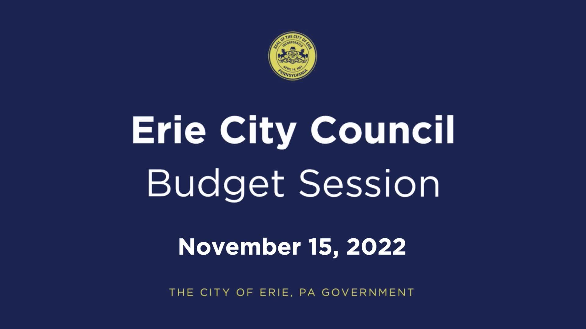 Thumbnail image for Budget Session - November 15, 2022