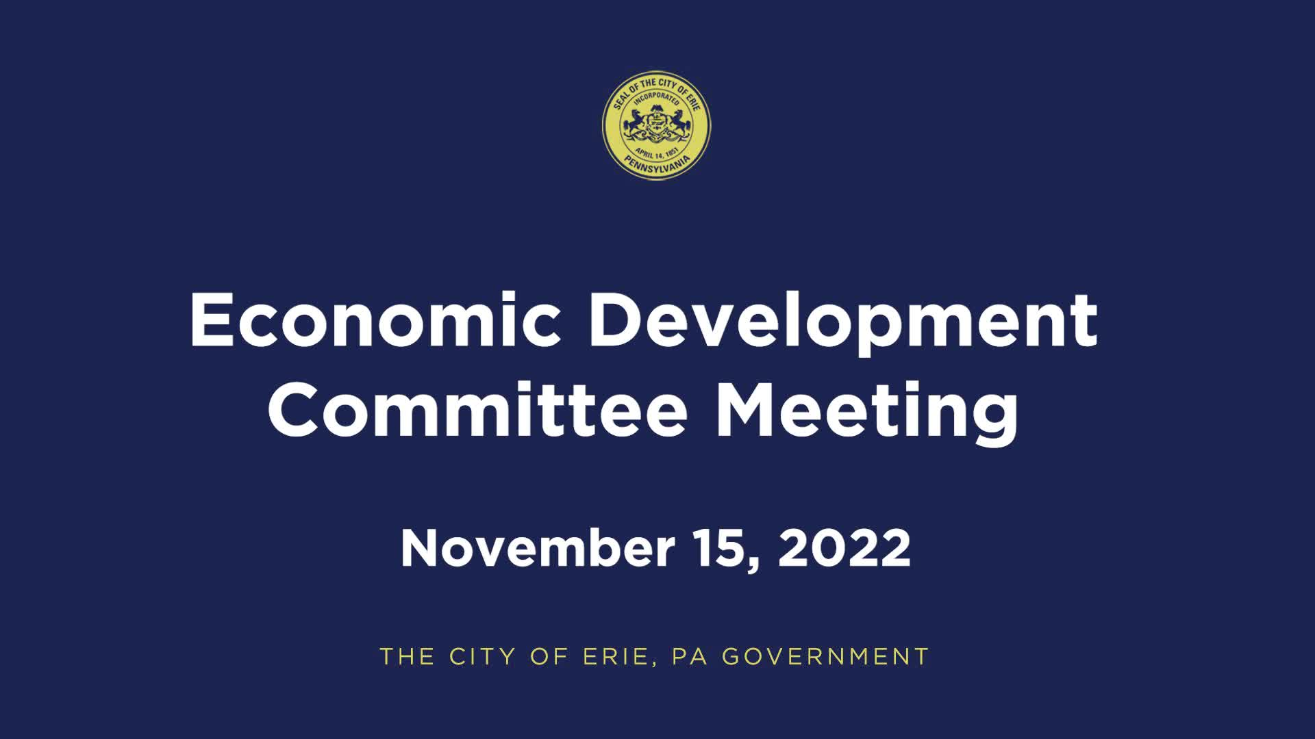 Thumbnail image for Economic Development Committee Meeting - November 16, 2022