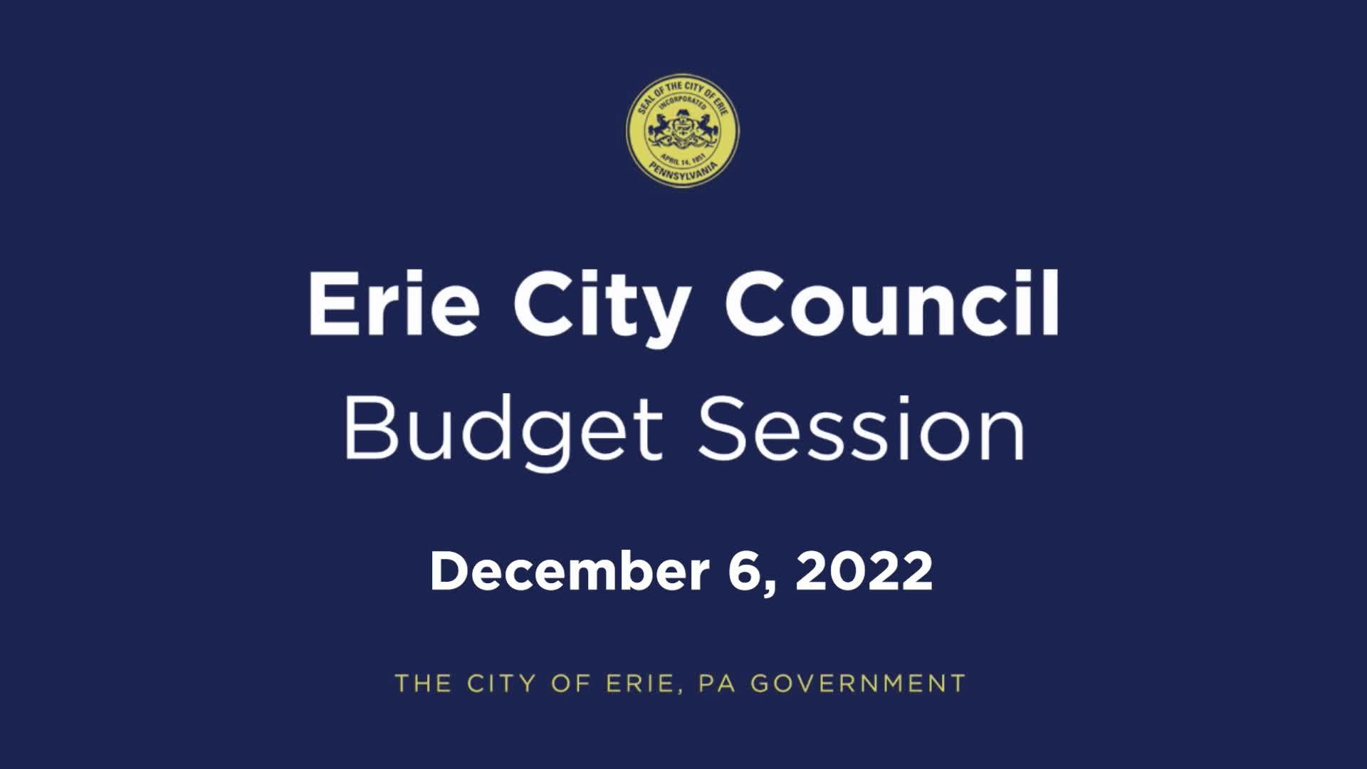 Thumbnail image for Budget Session - December 6, 2022
