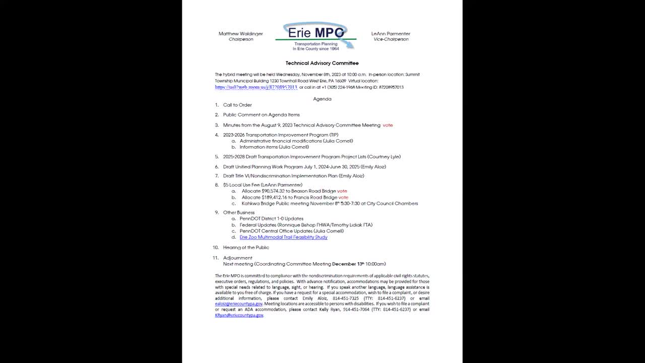 Thumbnail image for Erie County TAC Meeting - November 8, 2023