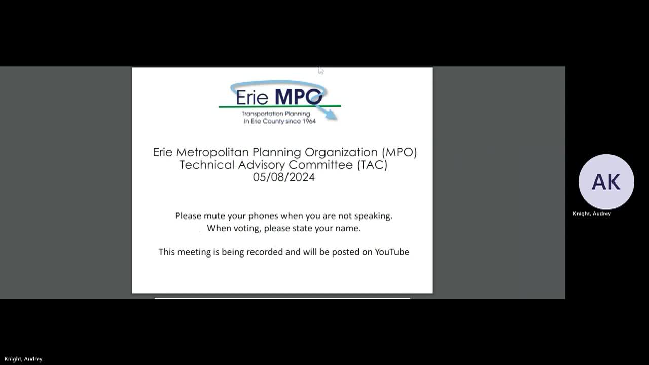 Erie County MPO TAC Meeting - May 8, 2024