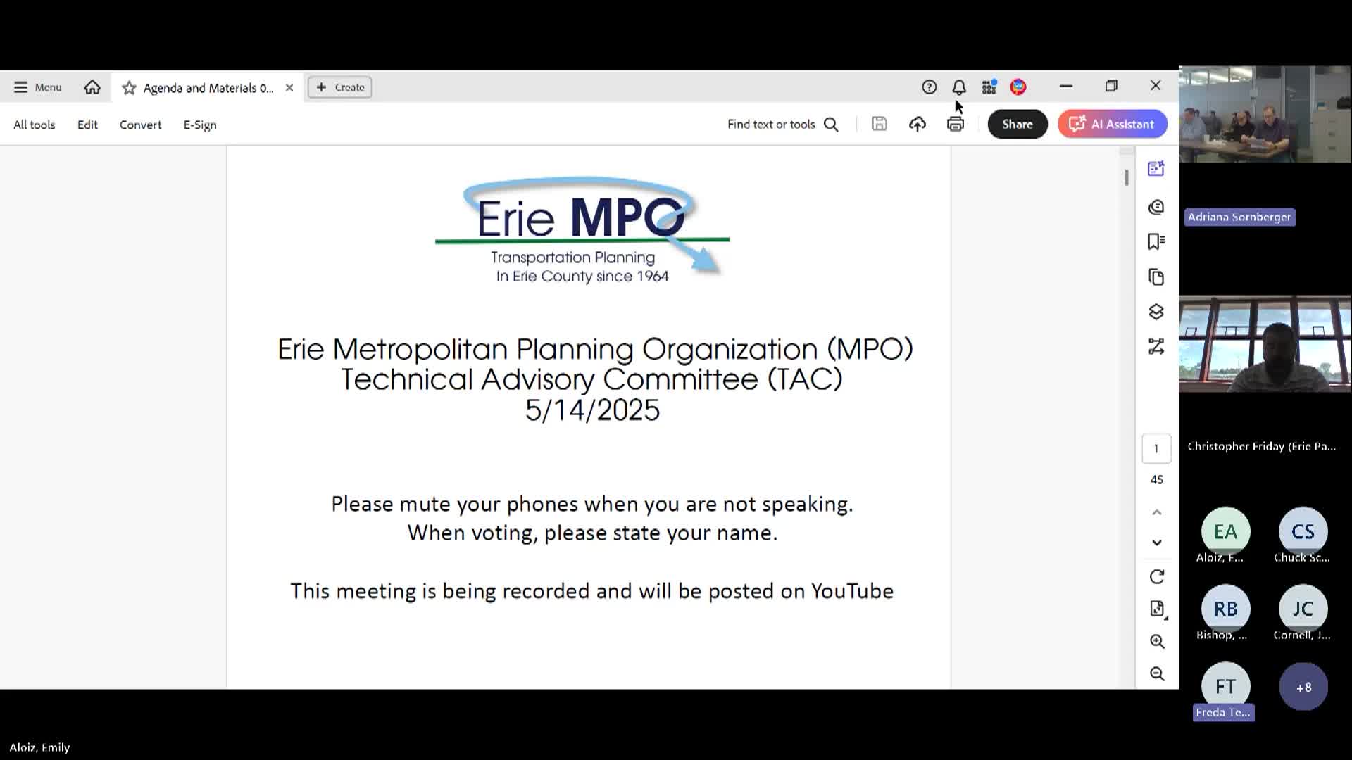 Thumbnail image for Erie County MPO TAC Meeting - May 14, 2025